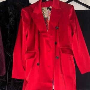 Chic Red Double-Breasted Women's Blazer